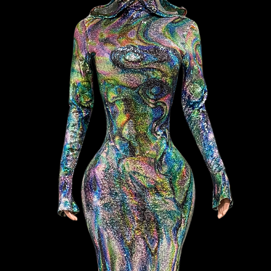 Maxi Dress: Holographic Fusion - Gorgeous Festival Outfits - Glamstone