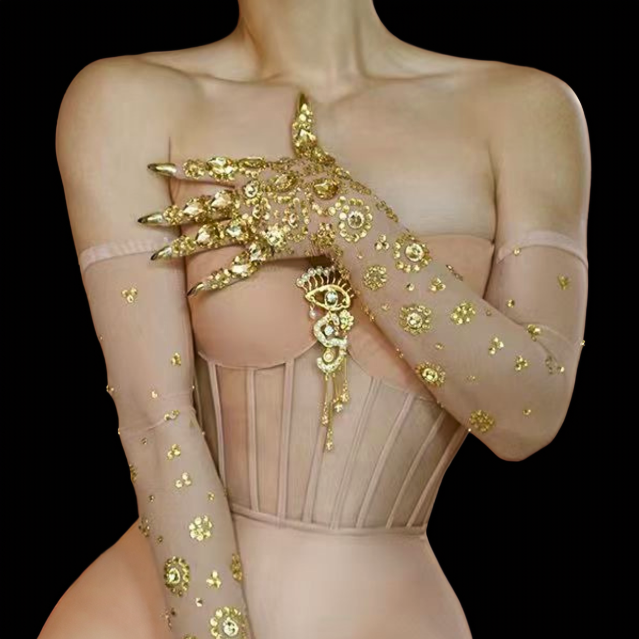 Party Gloves: Dazzle Twist - Gorgeous Festival Outfits - Glamstone