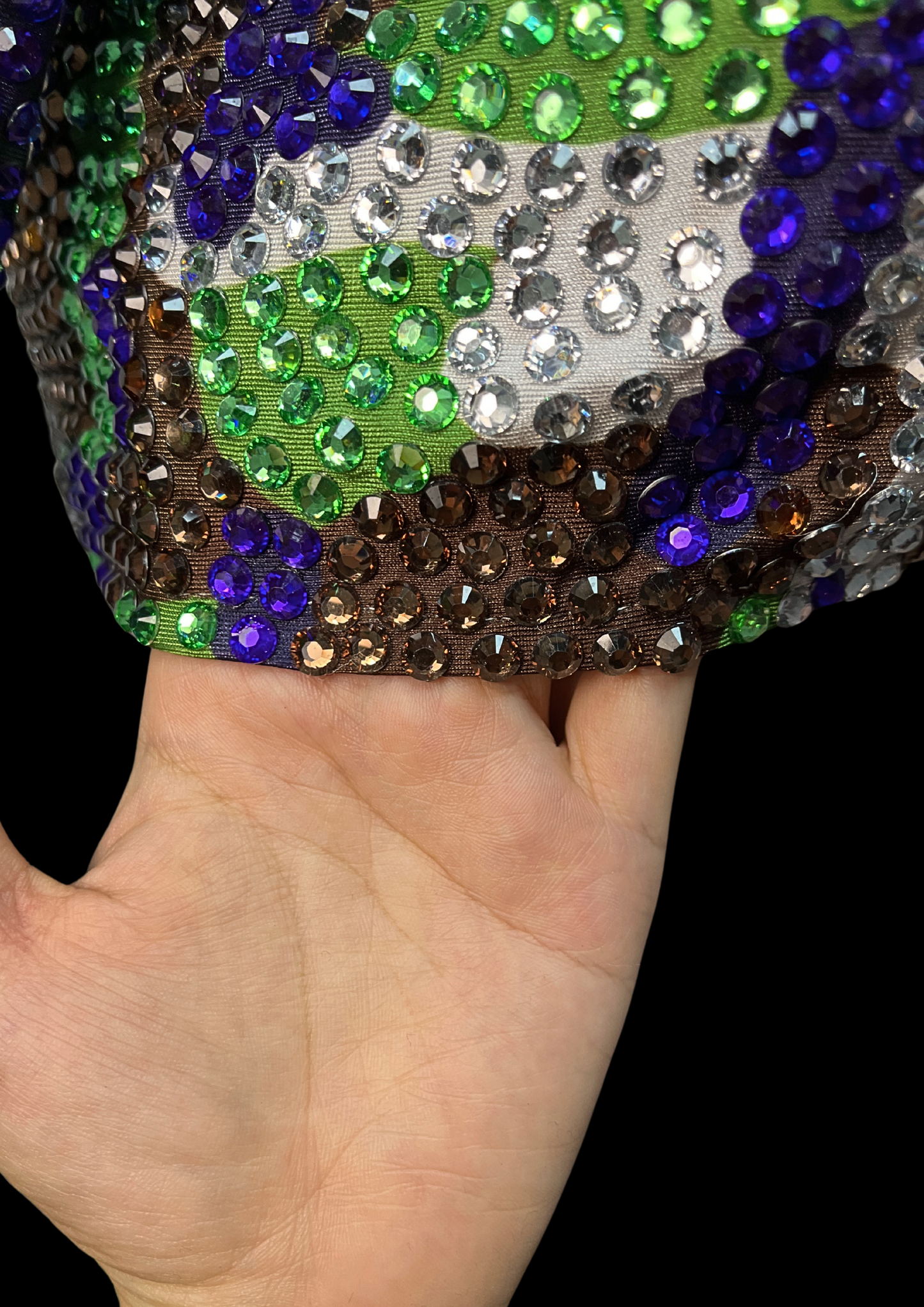 Sequined fabric detail of the Party Costume Set: Army Babe inspired by Beyoncé.