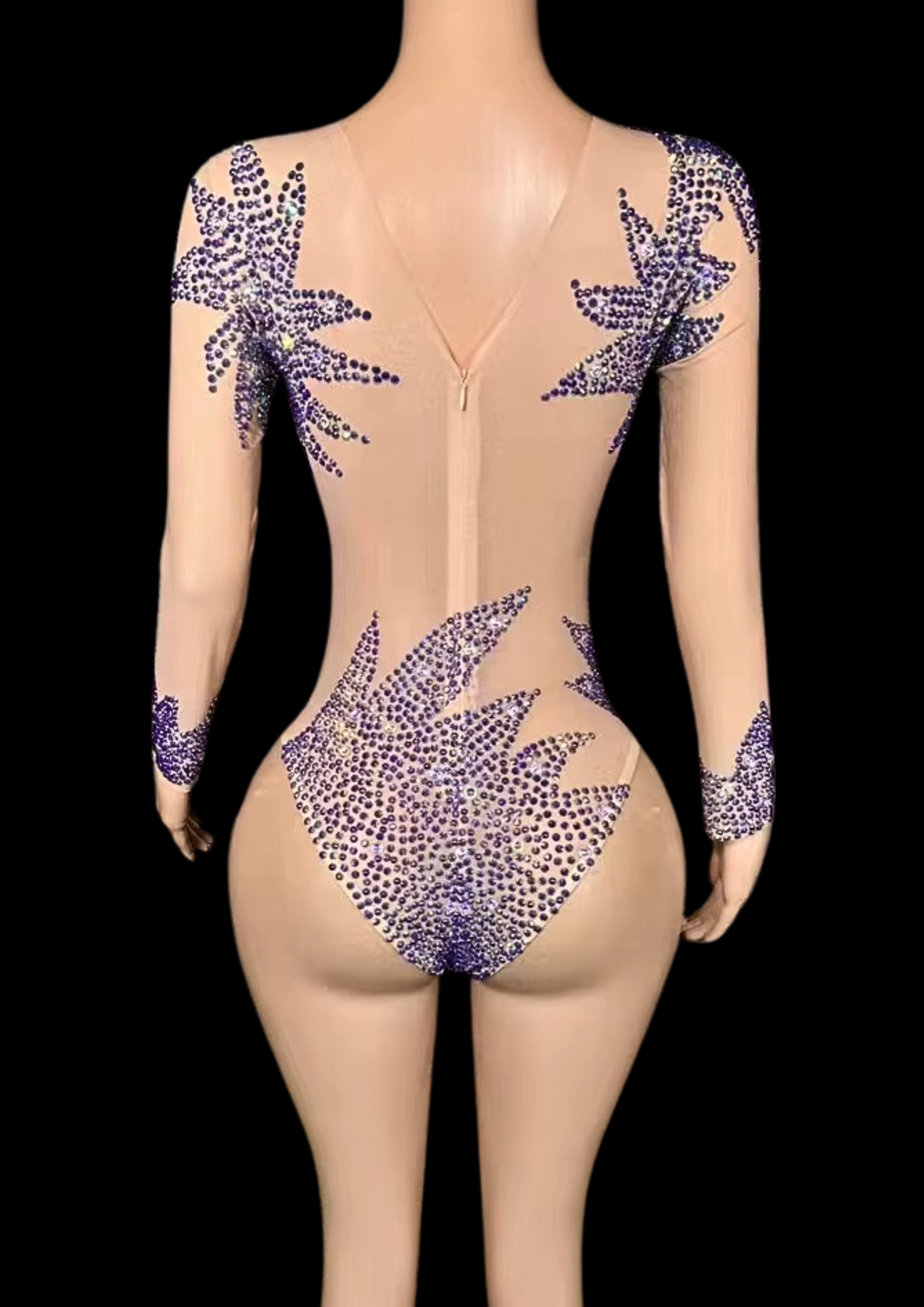 Party Romper: Starburst Dream design on mannequin, embellished with starburst patterns.