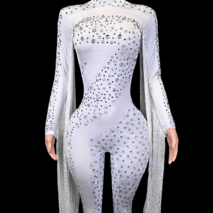 Party Jumpsuit: White Comet - Gorgeous Festival Outfits - Glamstone