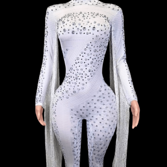 Party Jumpsuit: White Comet - Gorgeous Festival Outfits - Glamstone