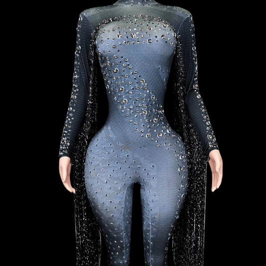 Party Jumpsuit: Black Galaxy - Gorgeous Festival Outfits - Glamstone