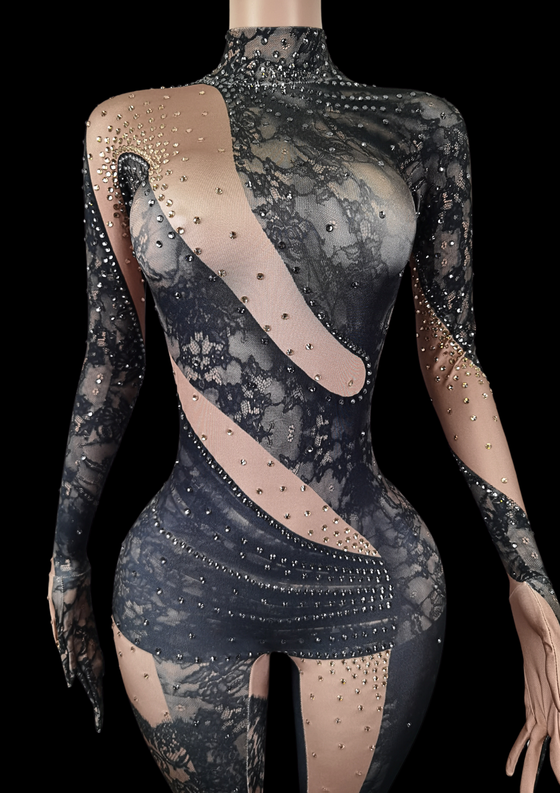 Party Jumpsuit: Lace Noir - Gorgeous Festival Outfits - Glamstone