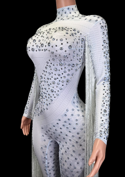 Party Jumpsuit: White Comet - Gorgeous Festival Outfits - Glamstone