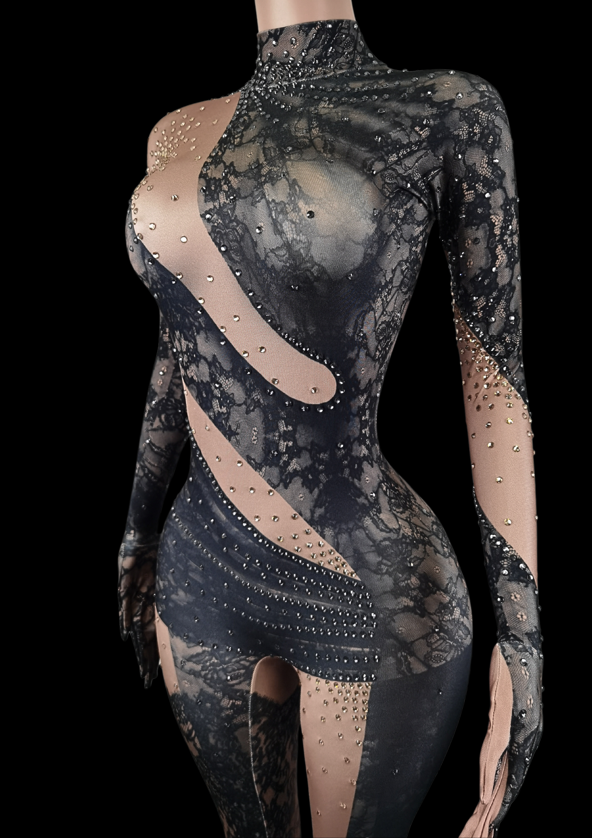 Party Jumpsuit: Lace Noir - Gorgeous Festival Outfits - Glamstone