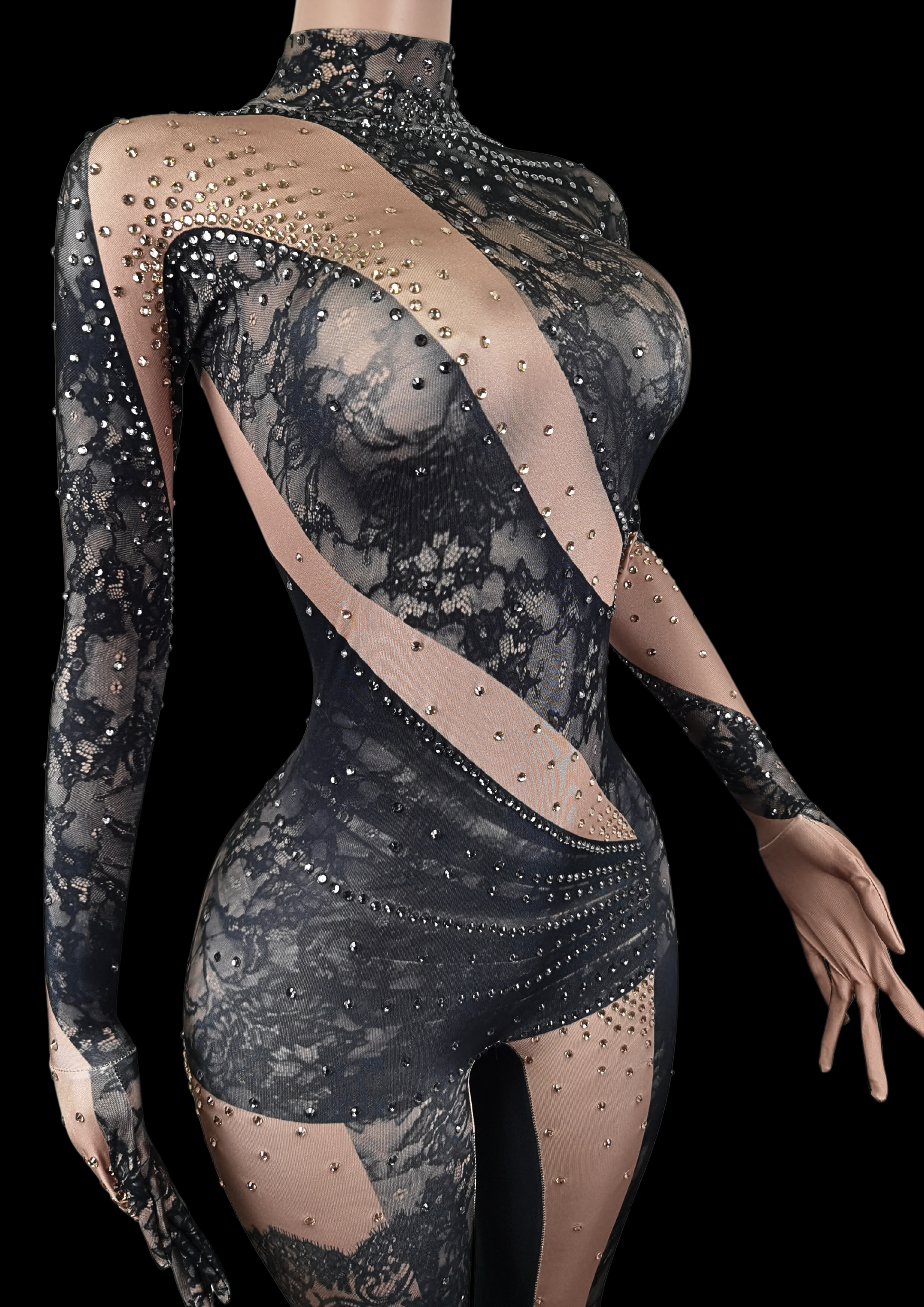 Party Jumpsuit: Lace Noir - Gorgeous Festival Outfits - Glamstone