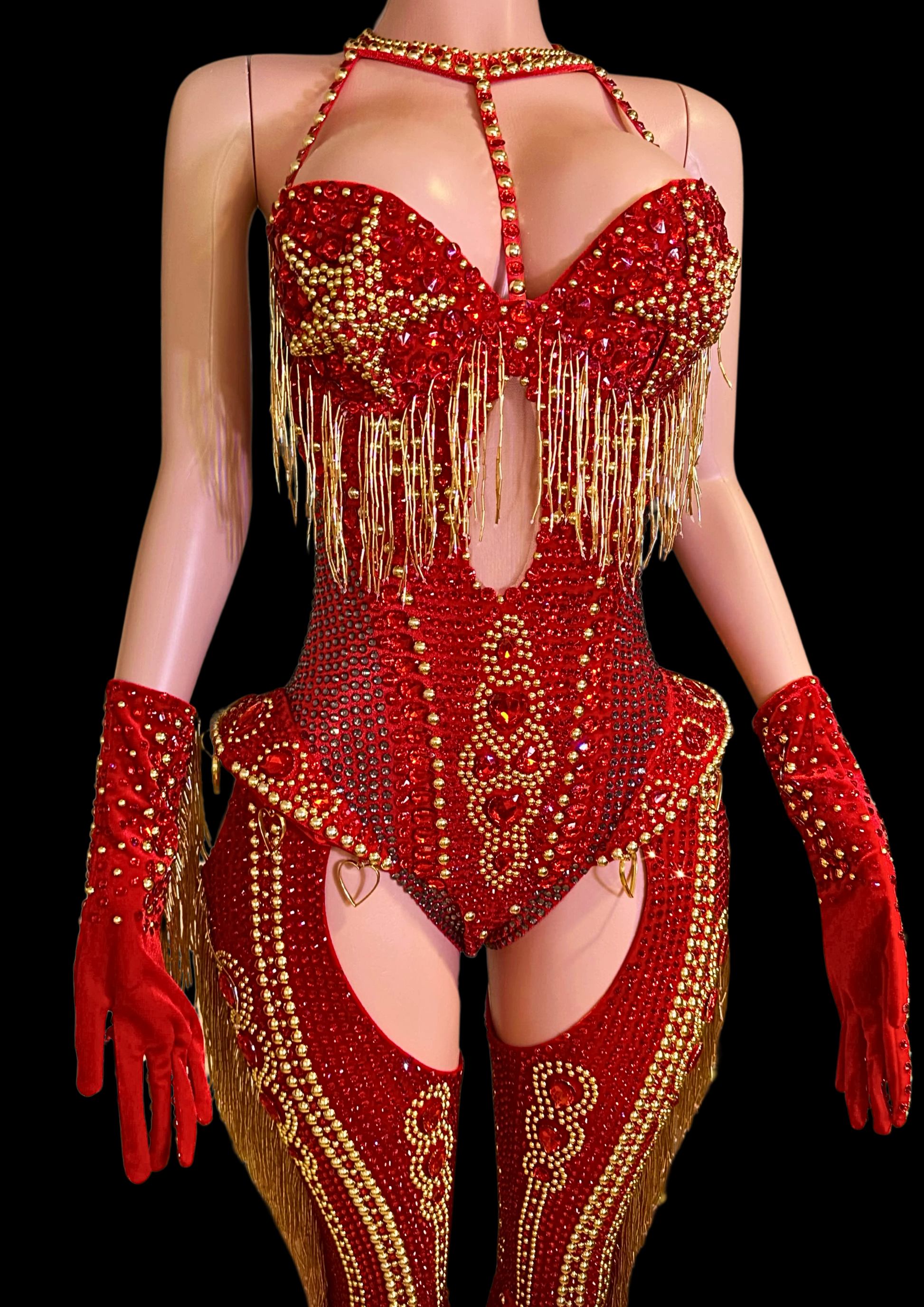 Party Costume Set: Crimson Rodeo - Inspired by Beyoncé - Gorgeous Festival Outfits - Glamstone
