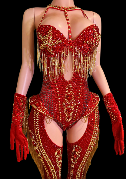 Party Costume Set: Crimson Rodeo - Inspired by Beyoncé - Gorgeous Festival Outfits - Glamstone