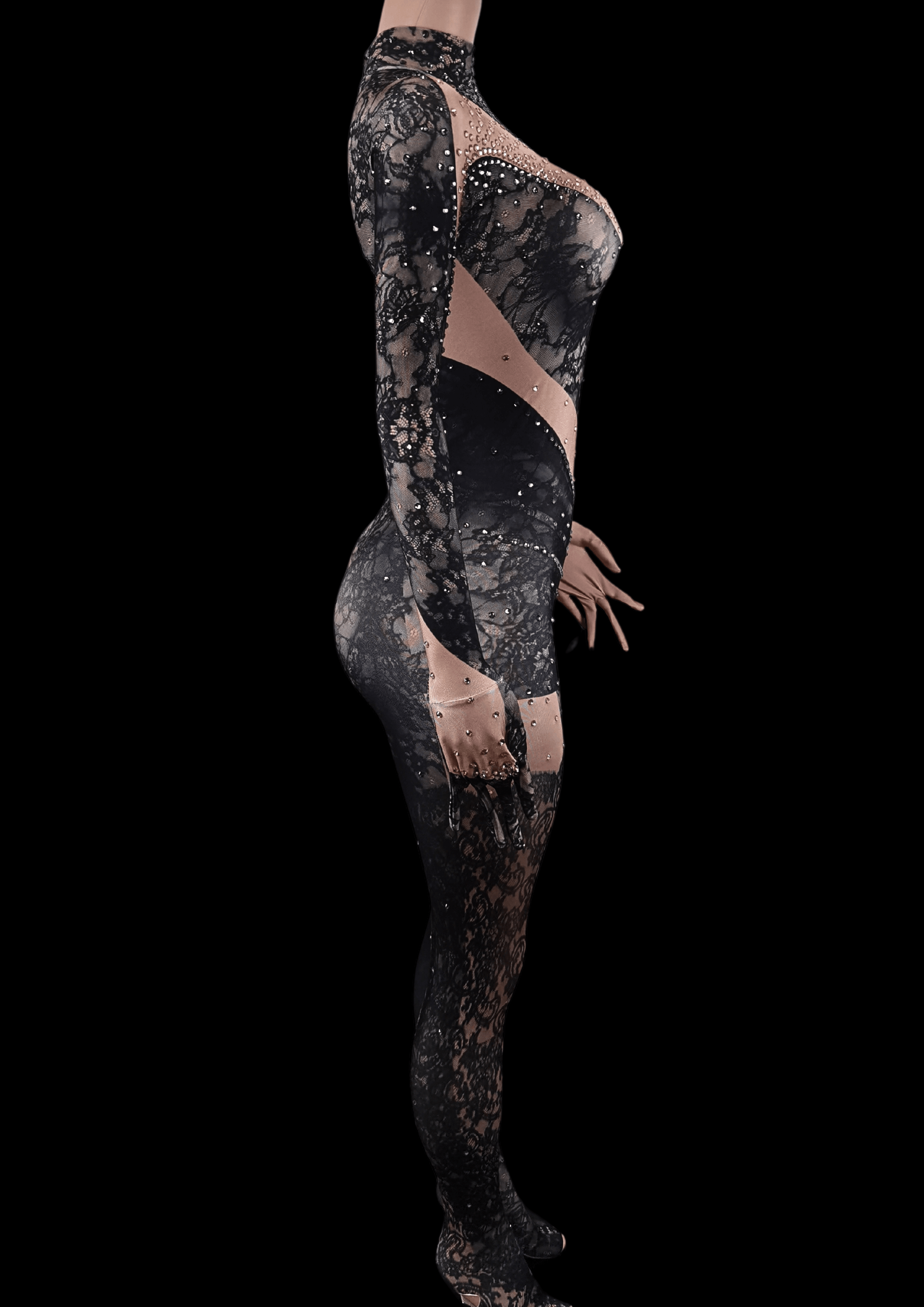 Party Jumpsuit: Lace Noir - Gorgeous Festival Outfits - Glamstone