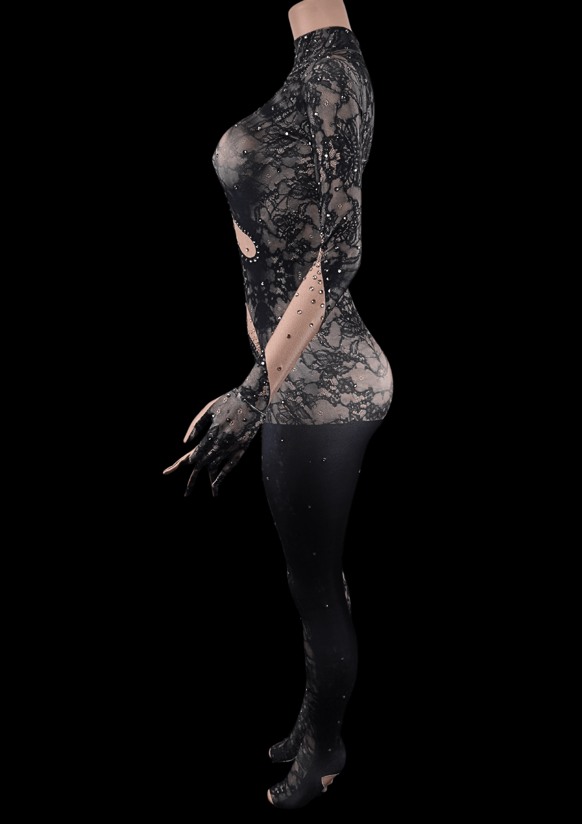 Party Jumpsuit: Lace Noir - Gorgeous Festival Outfits - Glamstone