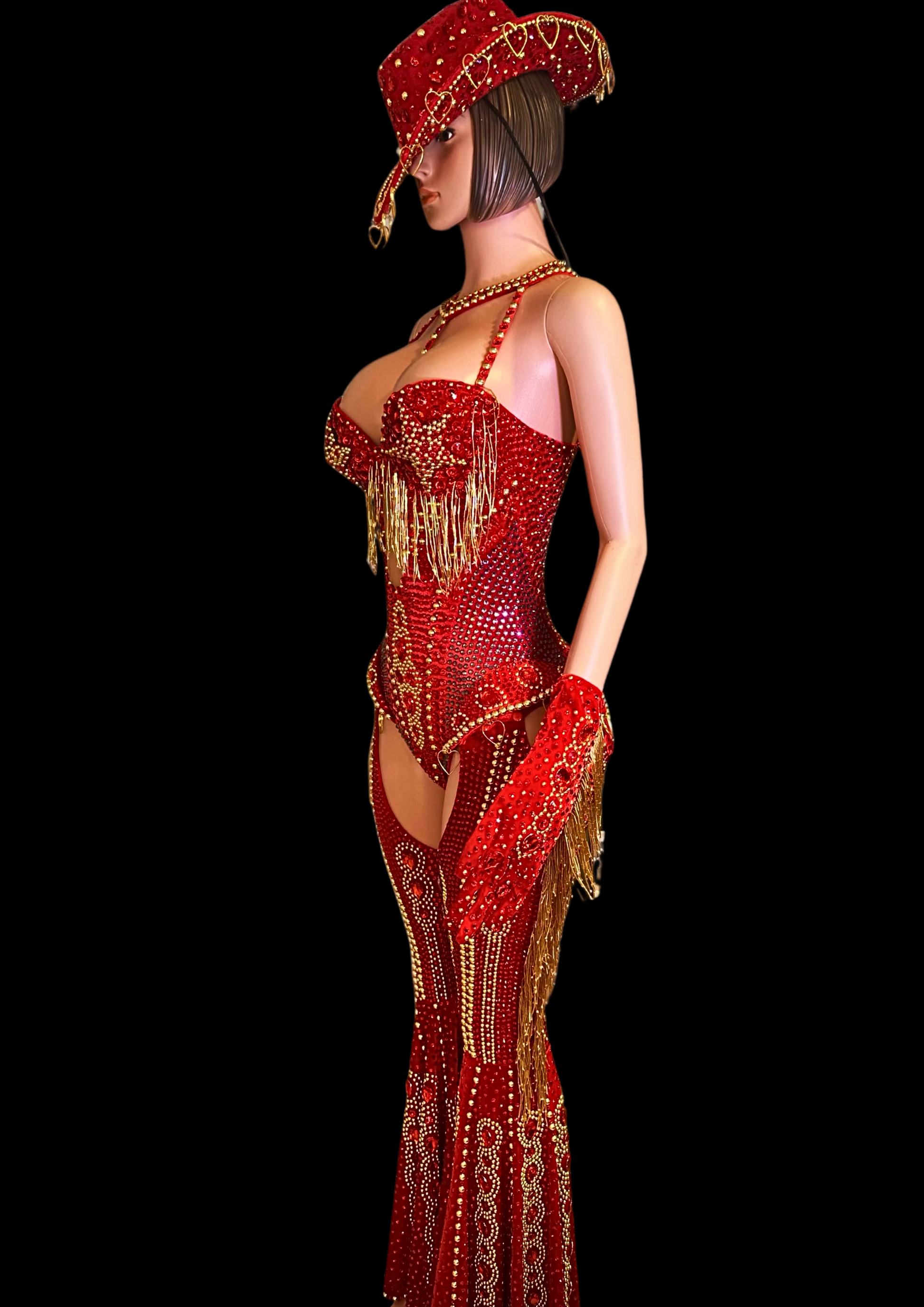 Party Costume Set: Crimson Rodeo - Inspired by Beyoncé - Gorgeous Festival Outfits - Glamstone