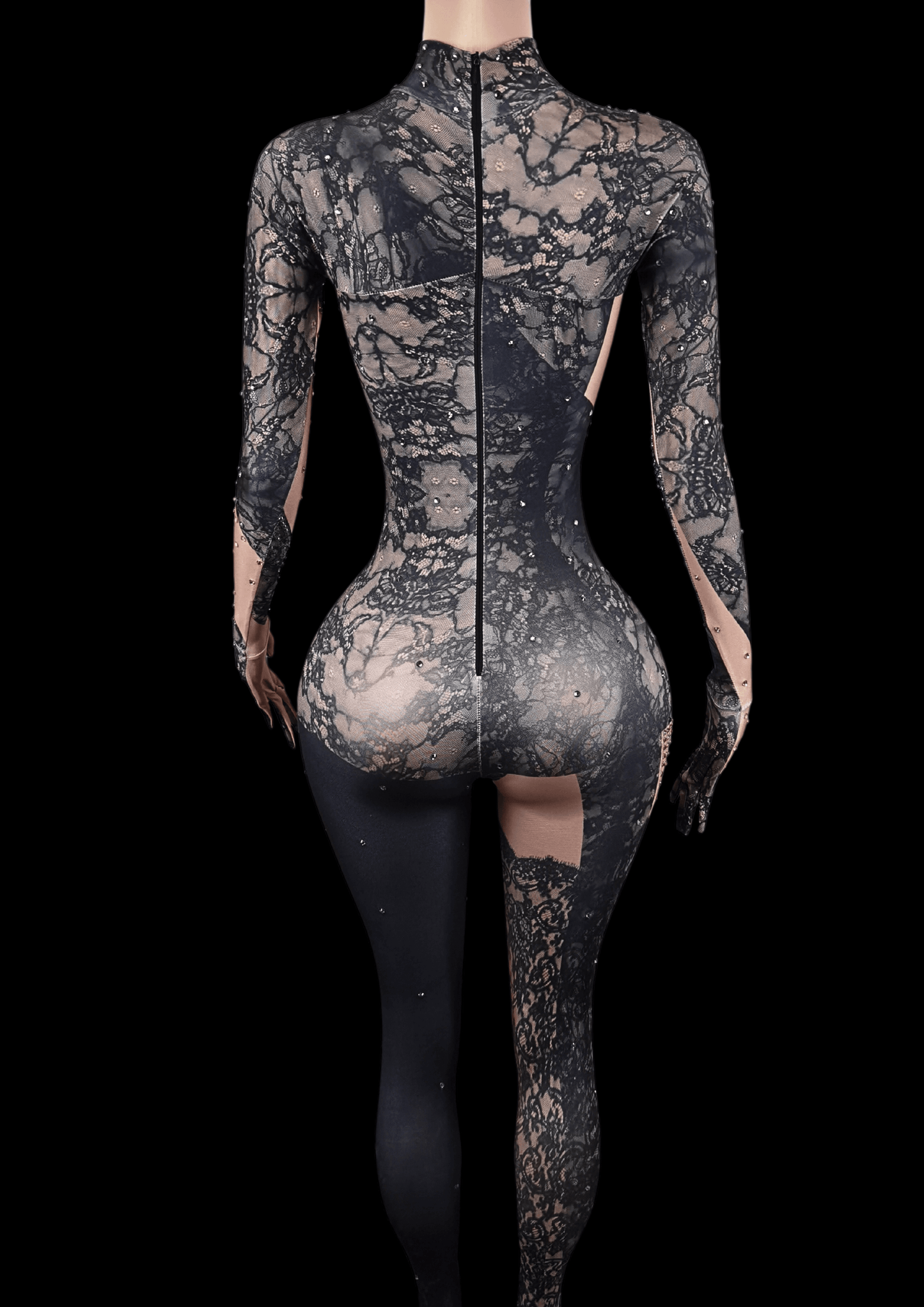 Party Jumpsuit: Lace Noir - Gorgeous Festival Outfits - Glamstone