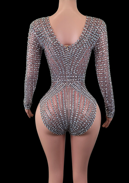 Party Romper: Radiant Spell with shimmering embellishments and a fitted design.