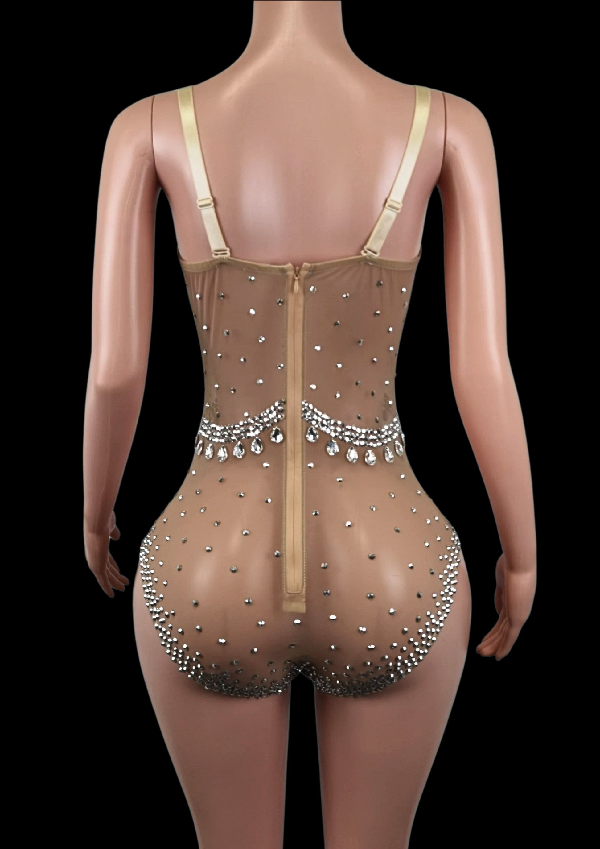 Party Romper with Crystal Embellishments on Mannequin