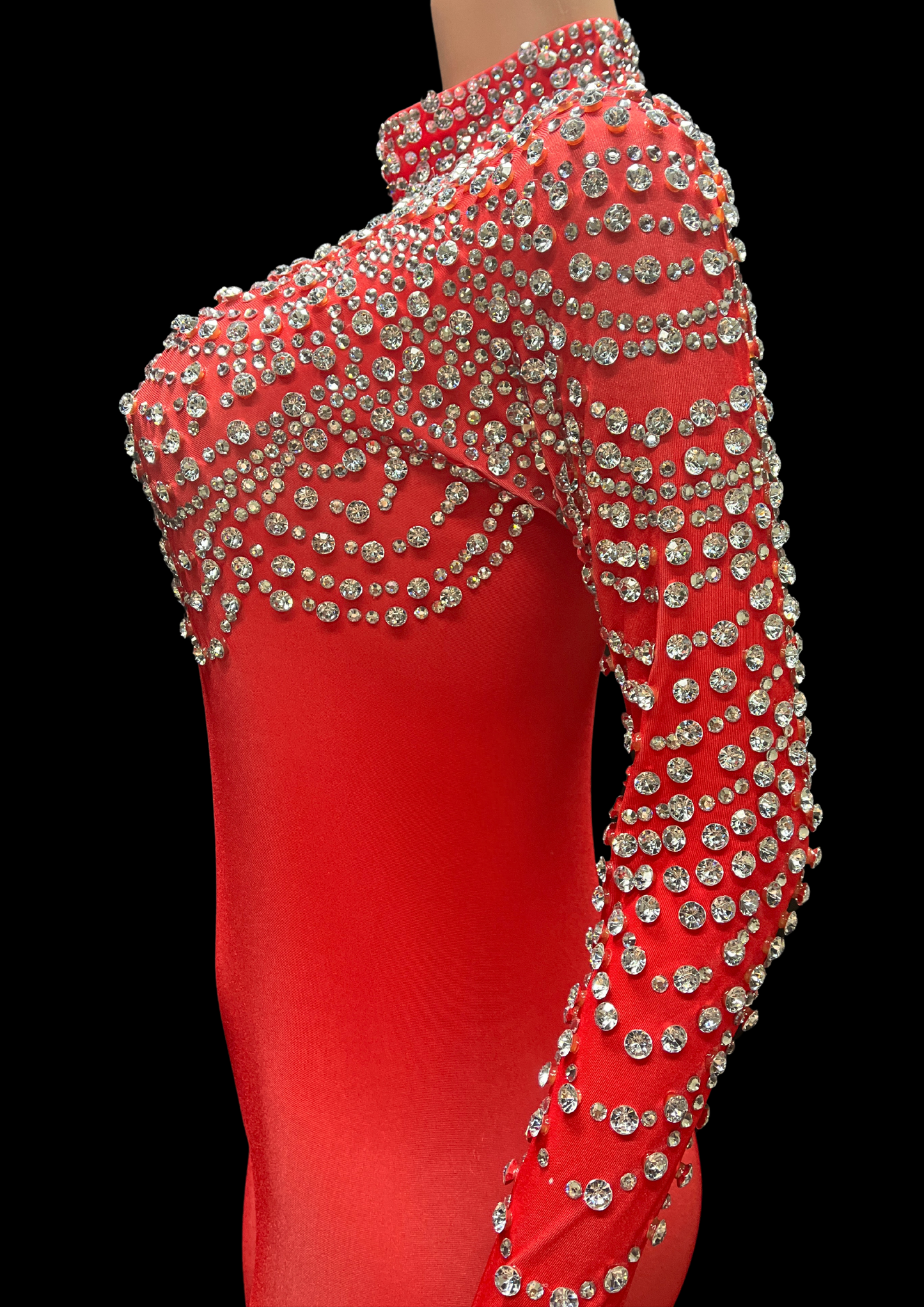 Party Jumpsuit: Crystal Shine - Red - Gorgeous Festival Outfits - Glamstone
