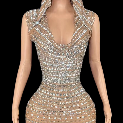 Co-Ord Set: Starlit Siren pants set with sparkling embellishments.
