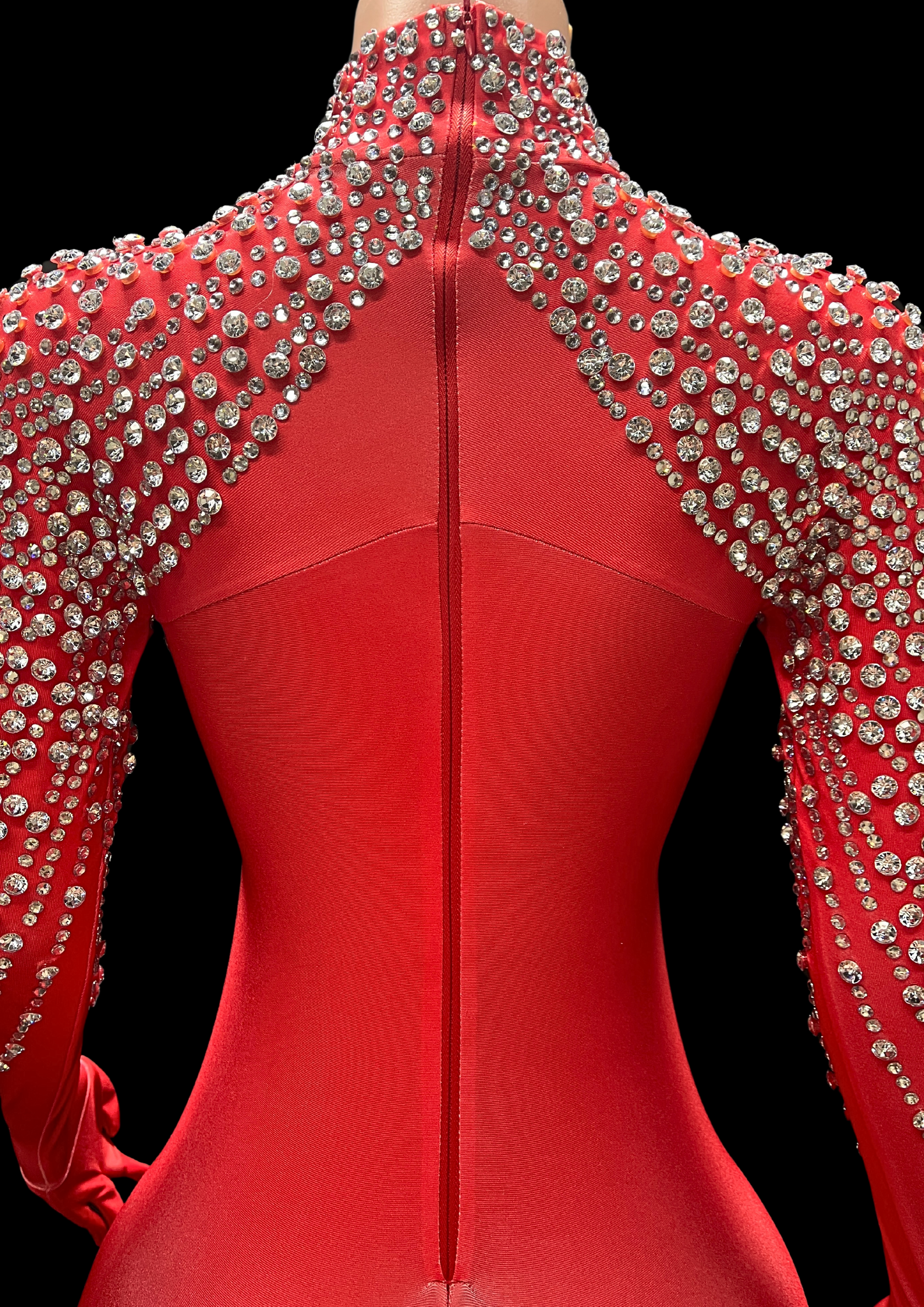 Party Jumpsuit: Crystal Shine - Red - Gorgeous Festival Outfits - Glamstone