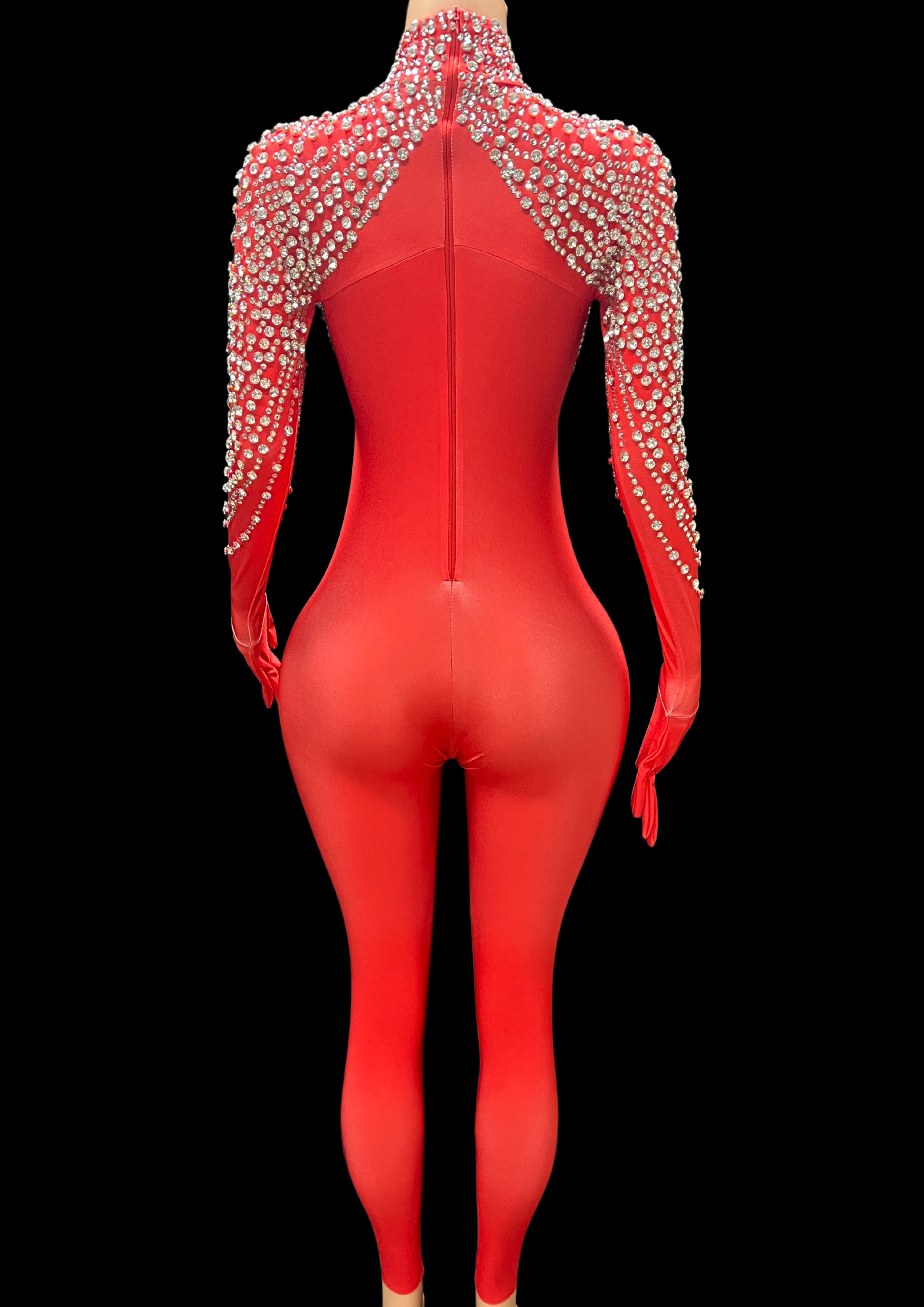 Party Jumpsuit: Crystal Shine - Red - Gorgeous Festival Outfits - Glamstone