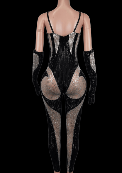 Party Jumpsuit: Noir Allure - Inspired by Dua Lipa - Gorgeous Festival Outfits - Glamstone