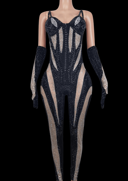 Party Jumpsuit: Noir Allure - Inspired by Dua Lipa - Gorgeous Festival Outfits - Glamstone