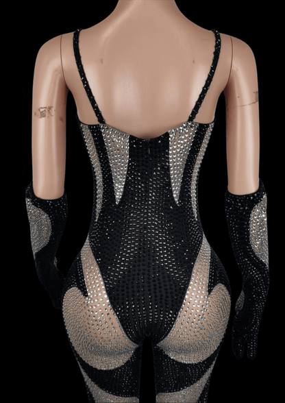 Party Jumpsuit: Noir Allure - Inspired by Dua Lipa - Gorgeous Festival Outfits - Glamstone
