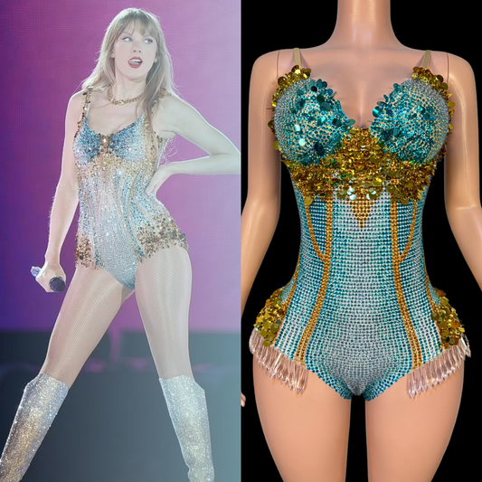Party Romper: Topaz with sequins, inspired by Taylor Swift, stylish party wear.