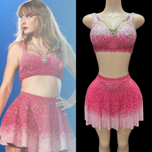 Co-Ord Set: Shimmering Fizz in pink, inspired by Taylor Swift, displayed on a mannequin.