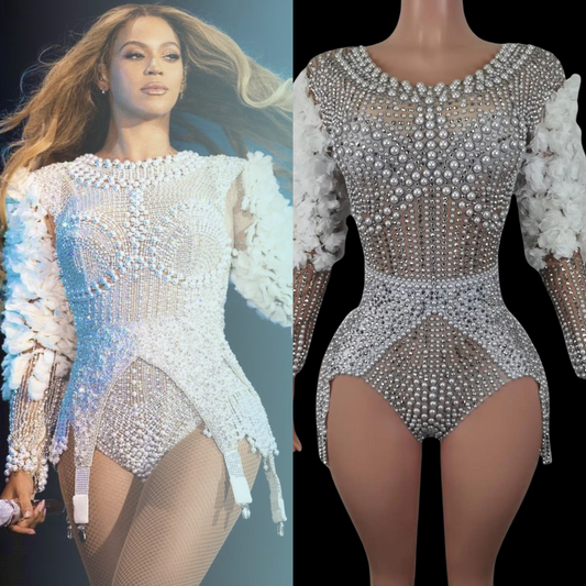 Party Romper Ella inspired by Beyoncé, embellished design for events.
