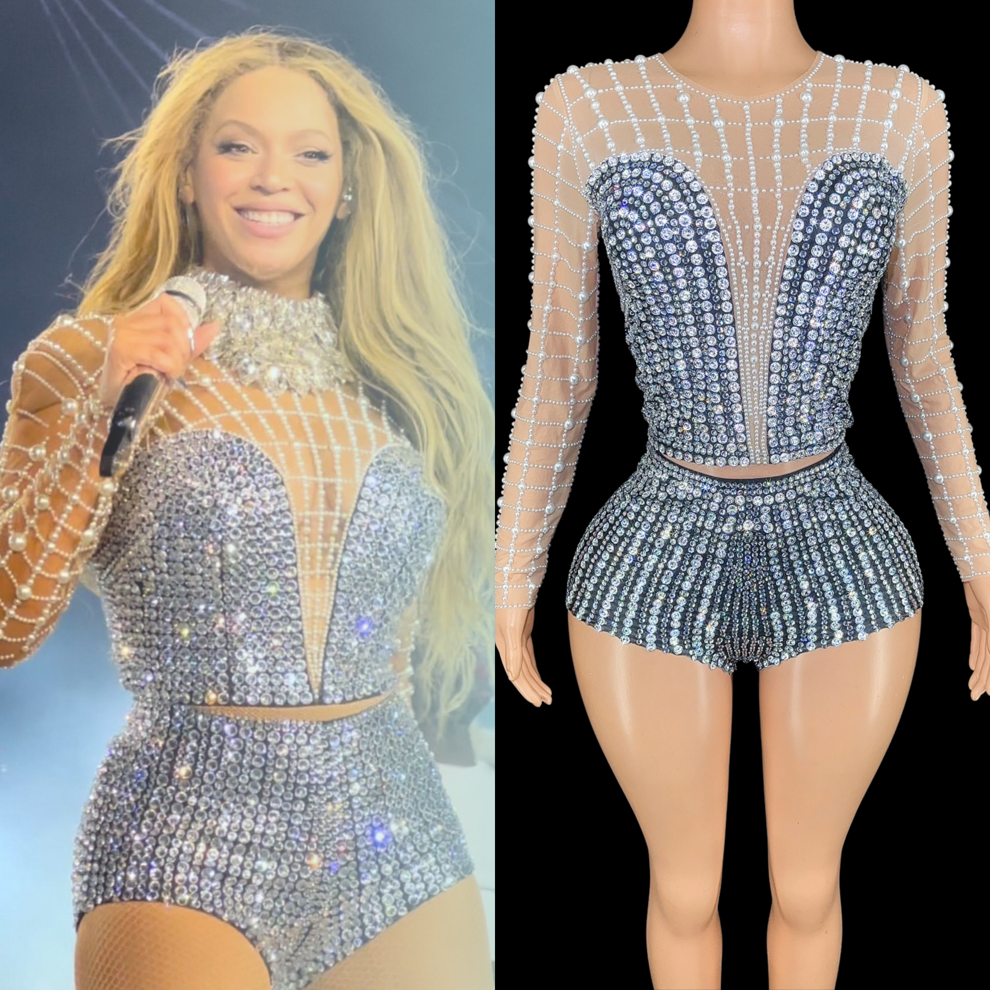 Co-Ord Set inspired by Beyoncé with diamond embellishments on mannequin.