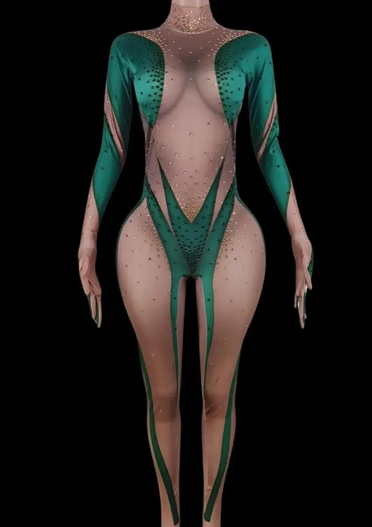 Party Jumpsuit: Emerald - Gorgeous Festival Outfits - Glamstone