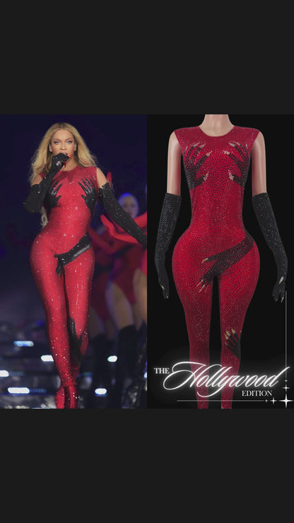 Party Jumpsuit: Red Flame - Inspired by Beyoncé