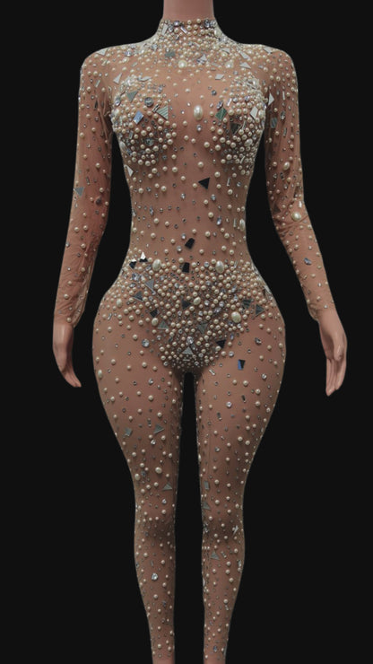 Party Jumpsuit: Nude Radiance